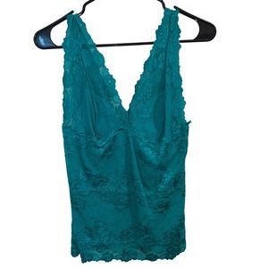Small Bebe Teal Lace Top